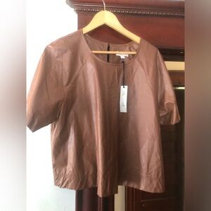 NWT prologue Brown Faux Leather Top
